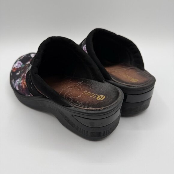 BZees Dolce Back Floral Mules Wedge Clogs Sz 7.5 W Wide Comfort Slip On Shoes - Picture 3 of 15